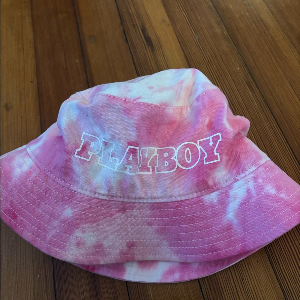 PLAYBOY Pink and White Tie-Dye Bucket Hat